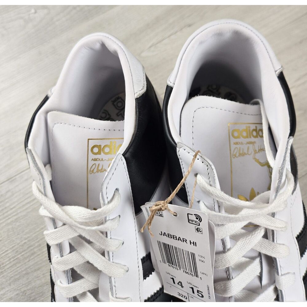 adidas Originals Abdul-Jabbar Hi White Core Black High Top Shoes Mens 14 NWT - Picture 9 of 10
